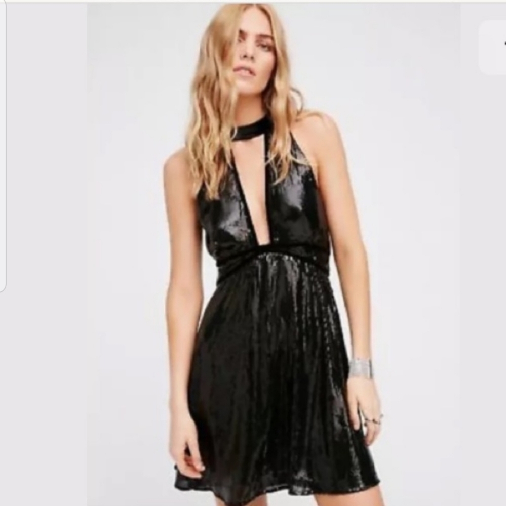 Free People Sequin Halter Dress